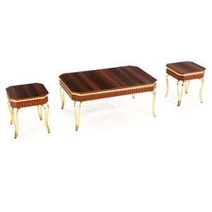 ชุดโต๊ะกาแฟโรสเซ่ โมเดิร์น ท็อปไม้ลามิเนต โครงโลหะ 2 ชิ้น เฟอร์นิเจอร์ห้องนั่งเล่น ทนทาน - Product Image 5