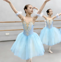Robe de ballet professionnelle romantique longue en tulle polyester pour filles, costume de danse de fête pour enfants, jupe en tulle