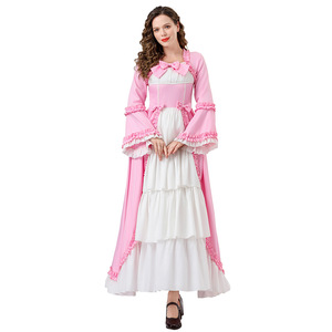 Robe de costume Renaissance pour femme, multicolore, à manches longues, jupe à volants, robe de fantaisie pour fête d'Halloween - Product Image 2