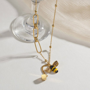 Collar de Abeja Chapado en Oro de 14k y 18k, de Acero Inoxidable 316L, Resistente al Agua y al Deslustre, para Mujer - Product Image 3