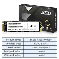 SSD Internal PCIe NVMe M.2 4TB 2280 3.0 2800MB/s Baca/2480MB/s Tulis untuk Laptop/Komputer Desktop, Kinerja Baru Langsung dari Pabrik