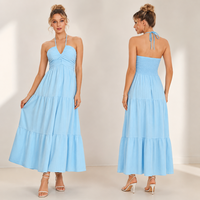 Nouvelle Robe Longue Élégante à Col Halter Légère pour Femme, Style Été 2026, Idéale pour la Plage (Collection Australie)