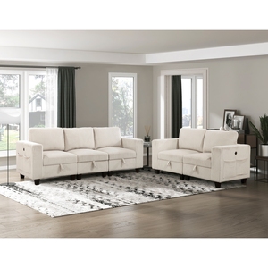 Modern Living Room Furniture Beige Armless <b>Chair</b> <b>with</b> <b>Storage</b> Corduroy Fabric Upholstery 1pc Modular Armless <b>Chair</b> - Product Image 5