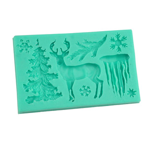 Reindeer Icicle Snowflake Fondant Cake Mold Christmas Silicone Baking DIY Chocolate Mold Reusable - Product Image 3