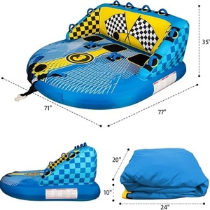 PVC Inflatable <b>Towable</b> Tube 77"L X 71"W X 35"H with Nylon Cover 3 Person for Water Sports - Product Image 2