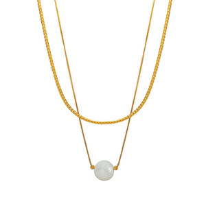 Collar de cadena de oro de doble capa con colgante de perla para mujer, regalo de joyería - Product Image 5
