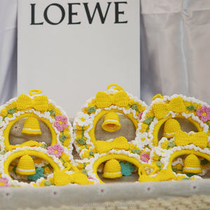 Accesorios colgantes decorativos <span class=keywords><strong>de</strong></span> punto Crochet Lily Valley, espejo retrovisor <span class=keywords><strong>para</strong></span> coche, flores decorativas, plantas, Halloween, Día del Padre - Product Image 5