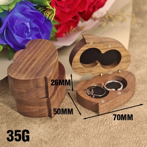 Heart-Shaped Wooden <b>Ring</b> <b>Box</b> Couple Slot Wedding <b>Ring</b> Holder for <b>Proposals</b> Anniversaries Engagements Romantic Gift Idea - Product Image 3