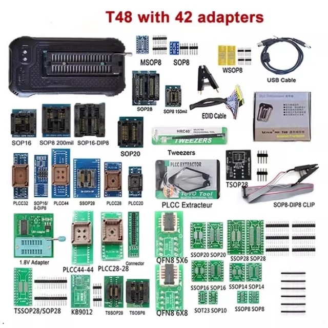Newest Original T48 TL866II Plus Universal Programmer Full Adapters IC Clip High Speed Flash EPROM Programmer NAND EMMC Burner