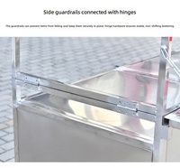 Chariot pliable en acier inoxydable avec éclairage LED, chariot de nourriture de rue portable pour marché nocturne