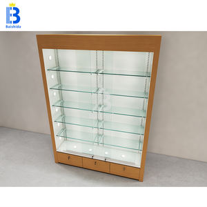 Loja de varejo Móveis Madeira Cor Cigar <span class=keywords><strong>Display</strong></span> <span class=keywords><strong>Cabinet</strong></span> com iluminação LED Vidro Showcase para charutos - Product Image 4