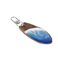 Porte-clés en bois souvenirs de surf nautique, planche de surf, résine époxy, vague marine, cadeau maison de plage