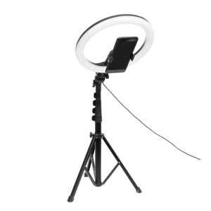 11-дюймовая светодиодная кольцевая лампа с штативом и держателем для телефона, регулируемая цветовая температура (3200-6500K), CRI 85+, 800 лм для прямых трансляций - Product Image 4