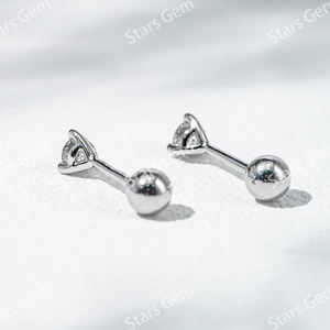 Starsgem 0.1ct 2,8mm Redondo Corte Brillante Lab Grown Diamond 18K Oro Blanco Lujo Unisex Stud Pendientes - Product Image 5