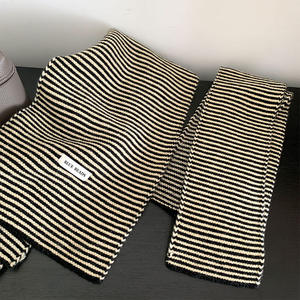 ファッショナブルな女性のテキスタイルニットストライプスカーフ-スタイリッシュな小さなネクタイ秋/冬用、暖かさを提供 - Product Image 3