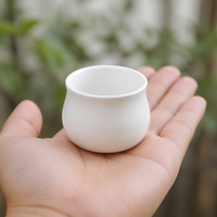 Pot Keramik Minimalis Buatan Tangan Bentuk Cawan Perut Kecil Warna Putih Sederhana untuk Penyimpanan dan Grosir