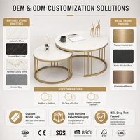Meuble d'armoire de luxe pour salon en acier inoxydable et or brillant avec dessus en marbre Meuble TV et table basse