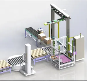 Máquina apiladora de cajas de botellas de vidrio, máquina paletizadora de cartón de pórtico pequeño