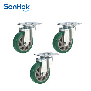 6-Zoll-grüne <span class=keywords><strong>PU</strong></span>-Vorbau-Lenkräder mit Platte für Trolley <span class=keywords><strong>Green</strong></span> <span class=keywords><strong>Color</strong></span> Wheel Casters - Product Image 3