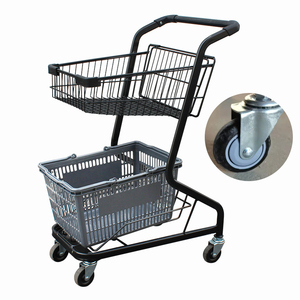 Hookei Retail Supermarkt Metalen Dubbele Manden Supermarkt Winkelwagen Winkelwagen Tegen Groothandelsprijzen - Product Image 6