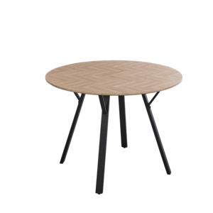 Bàn tròn và bộ ghế, bàn gỗ với chân kim loại màu đen, với ghế ăn nhung nhung, đồ nội thất phòng ăn tại nhà - Product Image 2