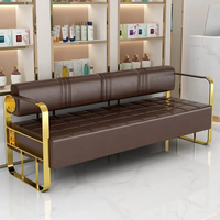 Salon commercial réception canapé salon de beauté salon chaise en cuir salon de coiffure équipement canapé d'attente pour le repos cadre en or