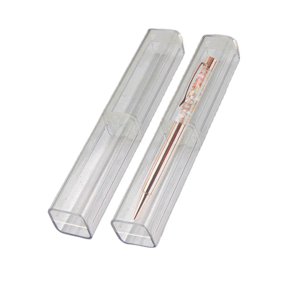 Kotak Pensil Transparan Plastik Bening, Kotak Hadiah Tempat Pensil Kosong Pena PVC Penyimpanan