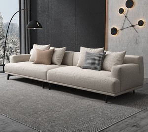 Sofá Seccional Extensible de Tres Plazas de Estilo Nórdico Moderno con Tapicería de PU y Relleno de Espuma para Sala de Estar o Uso en Hoteles - Product Image 4