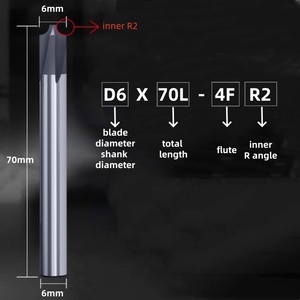 Graphite Internal R Angle <strong>PCD</strong> Diamond Coated Milling Cutter HRC75 Graphite Inner R <strong>End</strong> <strong>Mill</strong> for Carbon Fiber Composites - Product Image 4