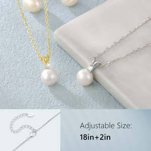 Collar con Colgante de Perla de Plata de Ley 925 de Alta Calidad, Moderno y Elegante, Cadena de Oro Vermeil de 14K, Perla Natural de Agua Dulce - Product Image 1