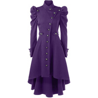Vente chaude médiéval Vintage col debout coupe ajustée Style britannique mi-long manteau pour femmes