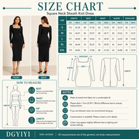 Robe fourreau en maille opaque premium 280 GSM, col carré, douce et confortable, élégante, à manches longues, longueur midi, pour femme, avec logo personnalisé OEM