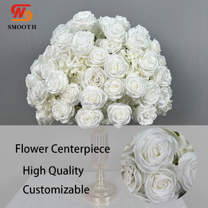 SMOOTH Grand Large White Rose Boda Arreglo floral Decoración de mesa Flores de seda Bola Centro de mesa Decoración - Product Image 2
