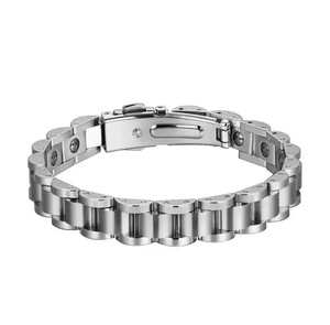 Bracelet en acier inoxydable de 10 mm de largeur avec éléments en hématite et aimants noirs - Product Image 4