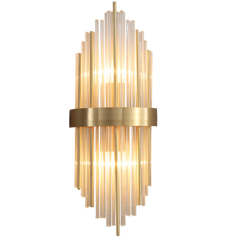 Mid Century Glass Rods Wall Sconce Crystal Glass Wall Light Modern Style Elegant Wall Mounted Lighting
