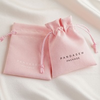 PandaSew Pochette Luxe à Logo Personnalisé en Daim, Sacs à Bijoux à Cordon, Mini Pochette à Accessoires