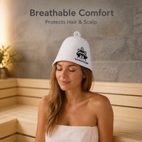 Chapeau de sauna en feutre de laine naturelle épaisse blanche écologique avec logo personnalisé brodé pour la protection des cheveux dans la banya