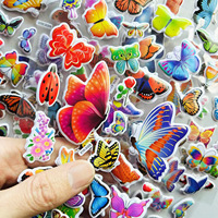 Autocollants 3D Papillons Gonflés en PVC Imprimés UV, Réutilisables pour Scrapbooking, Autocollants en Mousse pour Enfants et Récompenses pour Tout-petits