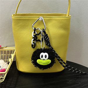 Cute Fluffy <b>Monster</b> Pom Pom Keychain Heart Carabiner Star Chain Bag Charms Kawaii Plush Ball Pendant Backpack Key Chain - Product Image 5
