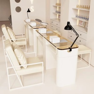 JINCHENG Juego de Mesa y Silla para Uñas, <span class=keywords><strong>Manicura</strong></span> Simple de Mármol Doble, Colores Personalizados Individuales para Tienda de Uñas - Product Image 1