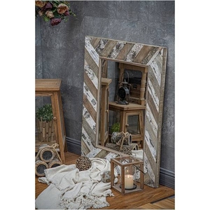 Miroirs muraux rectangulaires encadrés de style rustique pour la décoration de la maison, miroir en écorce - Product Image 2
