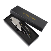 Tire-bouchon de sommelier personnalisé en bois d'ébène et tire-bouchon en bois Pakka noir avec étui en cuir PU