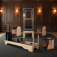 Ensemble de Reformer Pilates pour centre de fitness MJD WCC22 en bois de chêne, 5 pièces, appareil d'entraînement complet, barre d'échelle et baril pour studio de Pilates