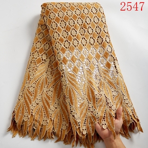 Tissu en dentelle cordée africaine Guipure Dubaï 2021, broderie soluble dans l'eau de haute qualité, tissu en dentelle cordée douce pour robe de soirée 2547 - Product Image 6