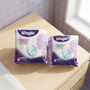 Wuglo Disposable Sanitary Napkins Normal 10 Pieces Winged Non-Woven Fabric Leak Guard <b>Super</b> Absorbent Day Use 280mm Free Sample - Product Image 1