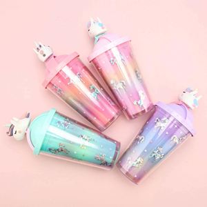 New unicorn Plastic Drinking Bottle Cute Cartoon Handy <b>Cup</b> Summer <b>Water</b> <b>Cup</b> <b>With</b> <b>Straw</b> - Product Image 6