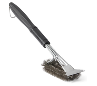 Brosse de nettoyage pour barbecue avec raclette, manche réglable de 18 pouces, pour le nettoyage des grilles extérieures