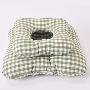 Coussin de siège anti-pression à motif quadrillé en coton lavé pour le soin des hanches et du coccyx, grande et moyenne taille - Product Image 1