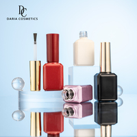 Vente en gros de flacons en verre vides pour vernis à ongles en gel UV de 13 ml, noir, rouge, rose, avec couvercles et pinceaux personnalisés
