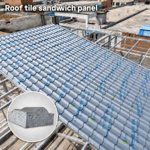 Panneau de toiture <span class=keywords><strong>sandwich</strong></span> en PU ignifuge et imperméable, plaque de toiture <span class=keywords><strong>sandwich</strong></span> pour la construction de maisons, tôle métallique - Product Image 1